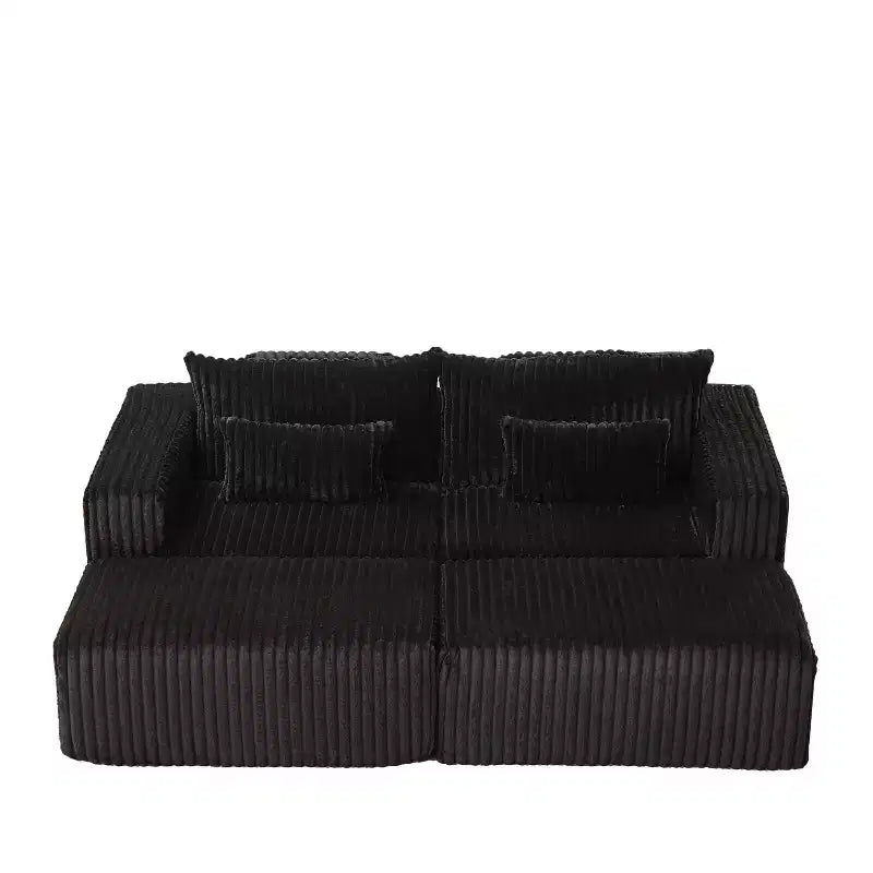 Chaise longue sectionnelle surdimensionnée 87, aucun assemblage requis, causeuse en peluche Cloud avec deux repose-pieds amovibles