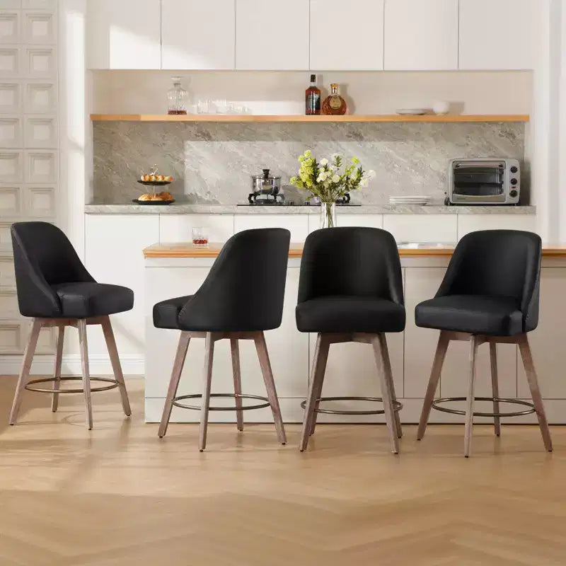 Tabourets de bar pivotants Bekrvio 26'' de hauteur de comptoir, tabourets de cuisine rembourrés en cuir PU avec pieds solides