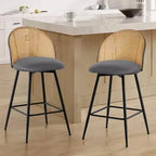Bekrvio 29 tabourets de bar pivotants de style moderne du milieu du siècle, lot de 2/3/4, chaises de bar rembourrées en similicuir avec dossier en rotin et pieds en métal pour comptoir de cuisine