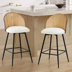 Bekrvio 29 tabourets de bar pivotants de style moderne du milieu du siècle, lot de 2/3/4, chaises de bar rembourrées en similicuir avec dossier en rotin et pieds en métal pour comptoir de cuisine