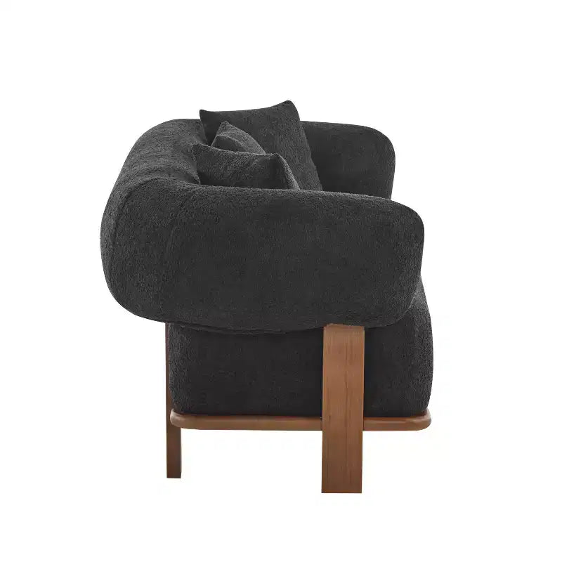 Christopher Knight Home Tadg, canapé incurvé 3 places en bois d'hévéa et tissu bouclé avec oreillers (lot de 2)