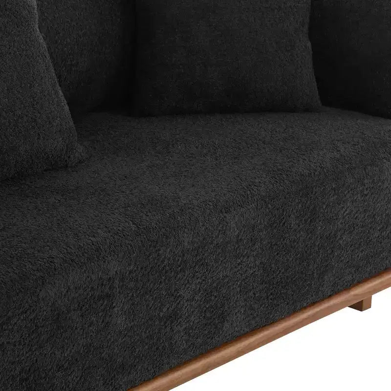 Christopher Knight Home Tadg, canapé incurvé 3 places en bois d'hévéa et tissu bouclé avec oreillers (lot de 2)