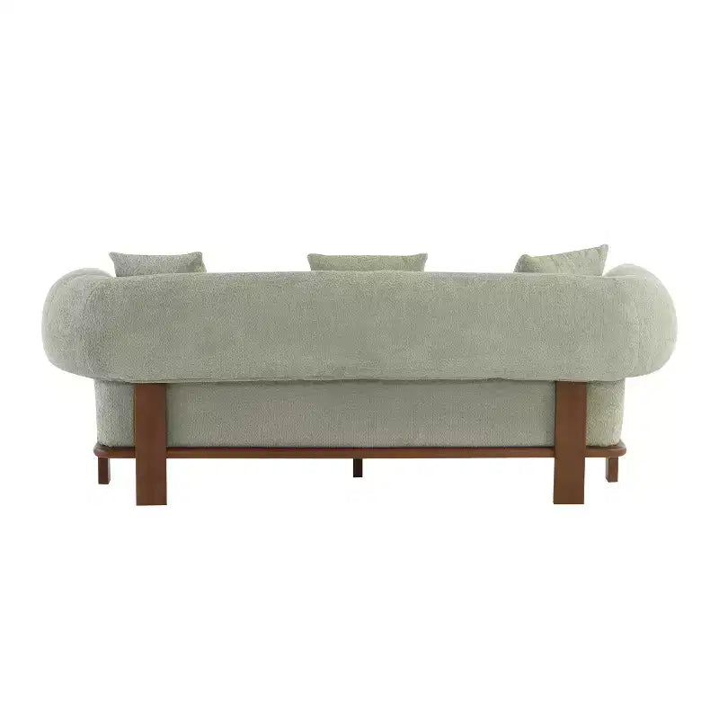 Christopher Knight Home Tadg, canapé incurvé 3 places en bois d'hévéa et tissu bouclé avec oreillers (lot de 2)
