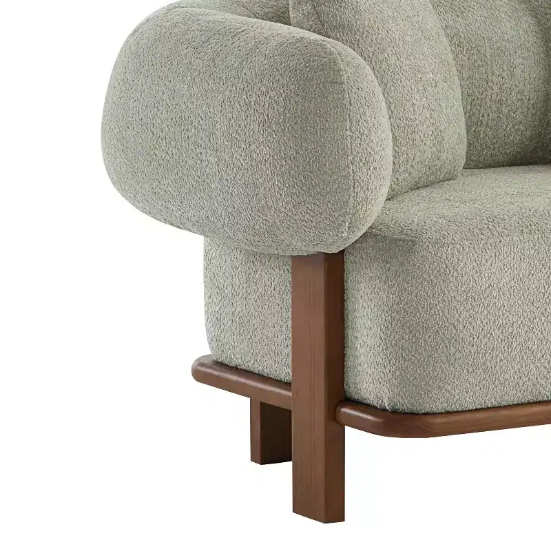 Christopher Knight Home Tadg, canapé incurvé 3 places en bois d'hévéa et tissu bouclé avec oreillers (lot de 2)