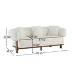 Christopher Knight Home Tadg, canapé incurvé 3 places en bois d'hévéa et tissu bouclé avec oreillers (lot de 2)