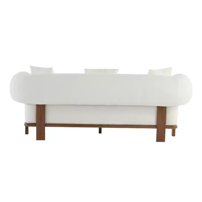Christopher Knight Home Tadg, canapé incurvé 3 places en bois d'hévéa et tissu bouclé avec oreillers (lot de 2)