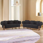 Christopher Knight Home Tadg, canapé incurvé 3 places en bois d'hévéa et tissu bouclé avec oreillers (lot de 2)