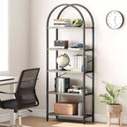 Bibliothèque Garvee à 5 niveaux - Étagère à cadre métallique arqué, grande étagère pour chambre à coucher, salon et bureau à domicile