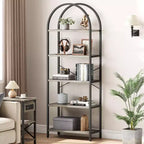 Bibliothèque Garvee à 5 niveaux - Étagère à cadre métallique arqué, grande étagère pour chambre à coucher, salon et bureau à domicile
