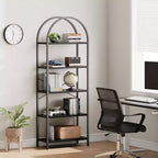 Bibliothèque Garvee à 5 niveaux - Étagère à cadre métallique arqué, grande étagère pour chambre à coucher, salon et bureau à domicile