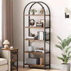 Bibliothèque Garvee à 5 niveaux - Étagère à cadre métallique arqué, grande étagère pour chambre à coucher, salon et bureau à domicile