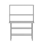 Table de préparation et de travail portable Flash Furniture Rawcliffe avec étagère supérieure en acier inoxydable de calibre 18 et double étagère supérieure, 2 étagères inférieures en acier galvanisé