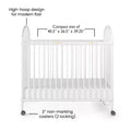 Child Craft Sweet Dreamer Arched Compact Folding Portable Crib with 3 Crib Mattress & 2 Locking Wheels, Durable Construction, Easy to Clean (White)