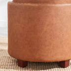 Pouf de rangement rond en similicuir Ornavo Home Lawrence avec couvercle transformable en table
