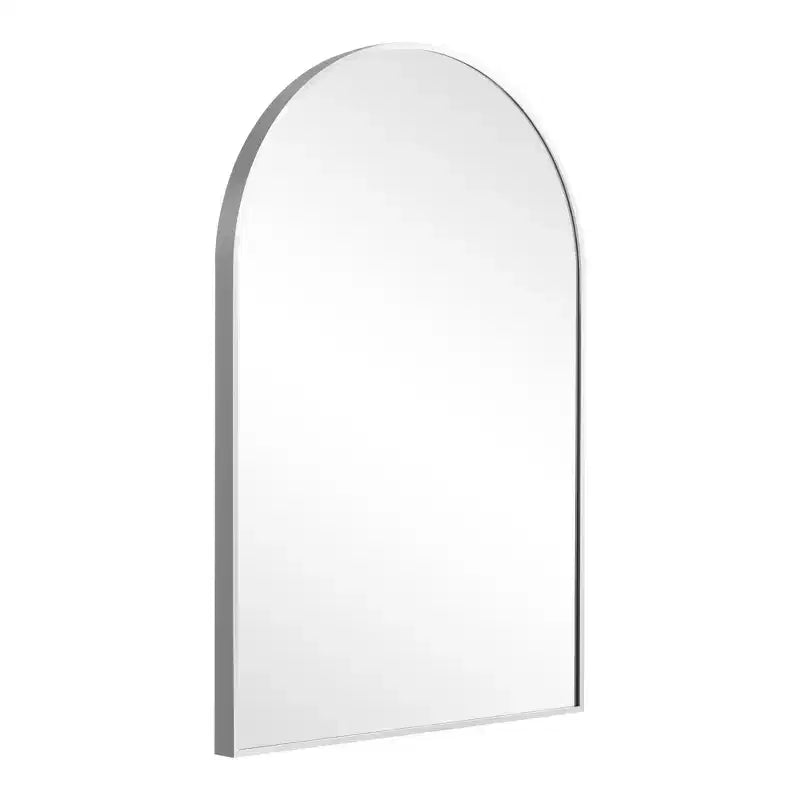 Miroir mural argenté en alliage d'aluminium, à bord mince et angle droit, en forme d'arche, 91*61*4cm