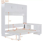 Lit escamotable Whisen Morden Design Queen Size, se plie en armoire avec bureau et étagères de rangement