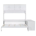 Lit escamotable Whisen Morden Design Queen Size, se plie en armoire avec bureau et étagères de rangement