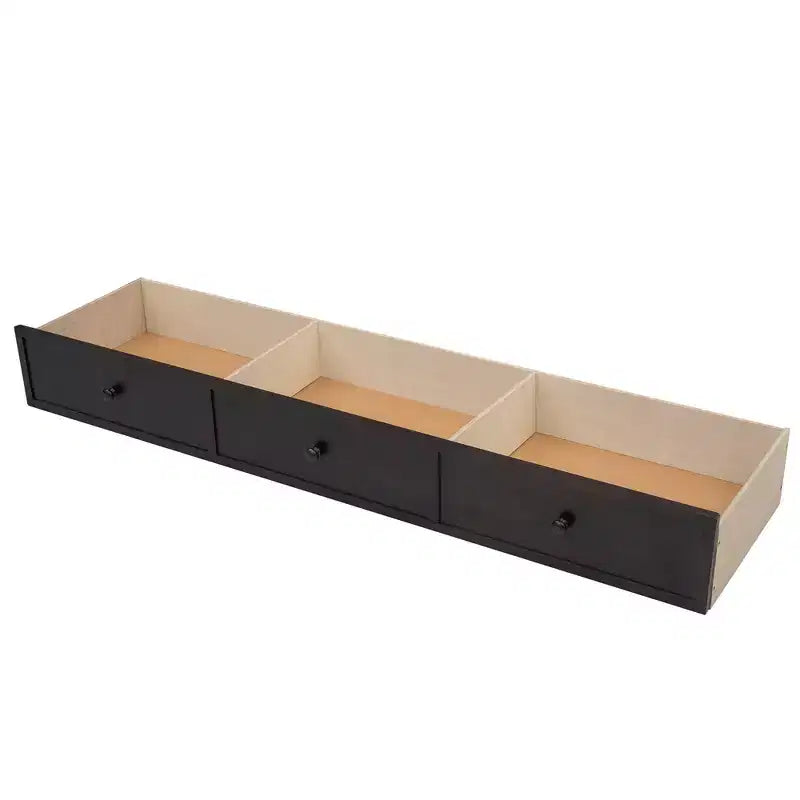 Lit superposé double Whisen avec tiroir, rangement et barrière de sécurité pour chambre à coucher