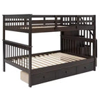 Lit superposé double Whisen avec tiroir, rangement et barrière de sécurité pour chambre à coucher