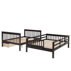 Lit superposé double Whisen avec tiroir, rangement et barrière de sécurité pour chambre à coucher