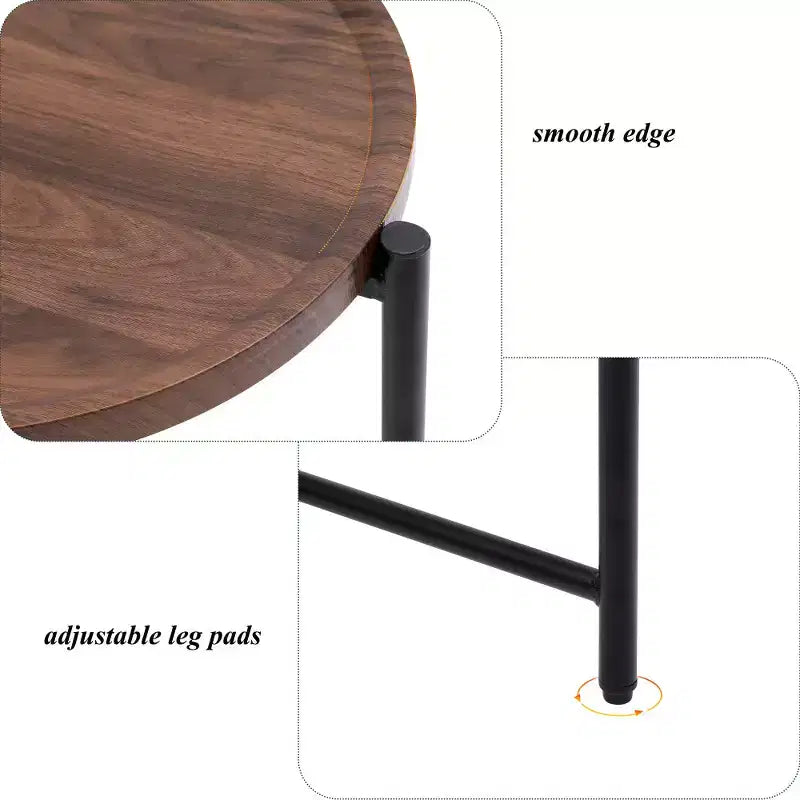 Chic Crate - Table de chevet gain de place marron noyer pour salon - Table d'appoint de canapé moderne à 2 niveaux avec étagère de rangement en bois