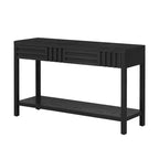 Console moderne en placage de frêne avec 2 tiroirs, table d'entrée rustique à rayures, table de canapé étroite - ModernLuxe