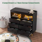 Commode de chambre à 6 tiroirs, commode à langer pour bébé avec matelas à langer