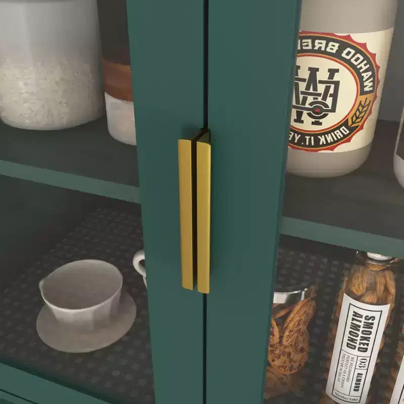 Bibliothèque haute avec portes en verre trempé, planches réglables, 4 portes en MDF laqué, Blanc, Rangement salon et chambre