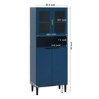 Bibliothèque haute avec portes en verre trempé, planches réglables, 4 portes en MDF laqué, Blanc, Rangement salon et chambre