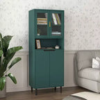 Bibliothèque haute avec portes en verre trempé, planches réglables, 4 portes en MDF laqué, Blanc, Rangement salon et chambre