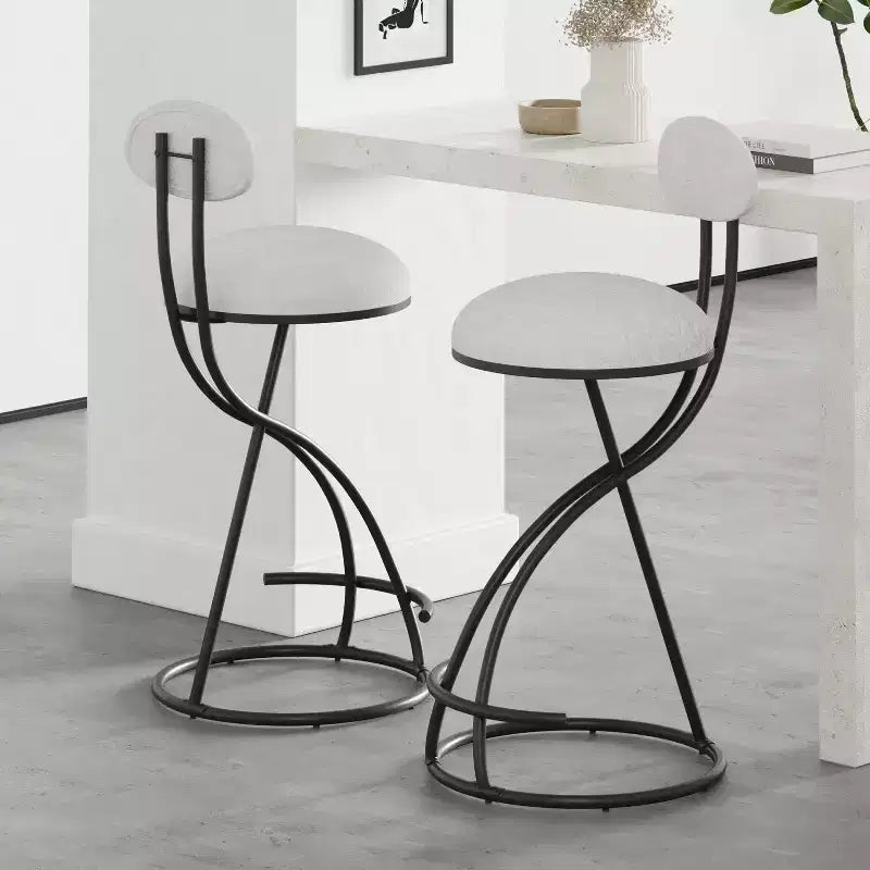 Tabourets de bar ronds Vatros, chaises de comptoir modernes rembourrées en velours pour salle à manger
