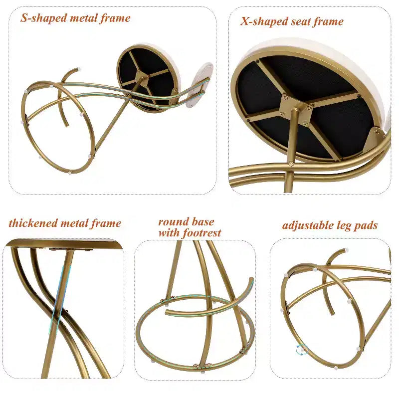 Tabourets de bar ronds Vatros, chaises de comptoir modernes rembourrées en velours pour salle à manger