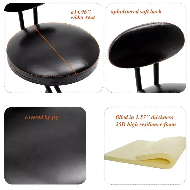 Tabourets de bar ronds Vatros, chaises de comptoir modernes rembourrées en velours pour salle à manger