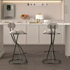 Tabourets de bar ronds Vatros, chaises de comptoir modernes rembourrées en velours pour salle à manger