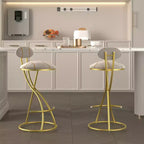 Tabourets de bar ronds Vatros, chaises de comptoir modernes rembourrées en velours pour salle à manger