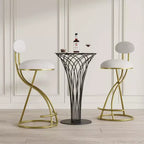 Vatros Round Bar Stools Modern Velvet Upholstered Counter Chair for Dining Room