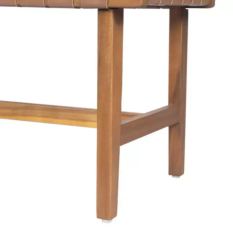 Christopher Knight Home Vladimir Banc de chambre contemporain en bois d'acacia avec similicuir tressé