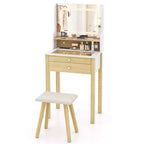 Coiffeuse Costway avec miroir LED réglable et prises de courant, petite, blanc