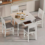Ensemble de salle à manger 5 pièces VECELO de style ferme pour 4 personnes, table carrée en bois d'hévéa et 4 chaises de salle à manger rembourrées, gris
