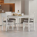 Ensemble de salle à manger 5 pièces VECELO de style ferme pour 4 personnes, table carrée en bois d'hévéa et 4 chaises de salle à manger rembourrées, gris