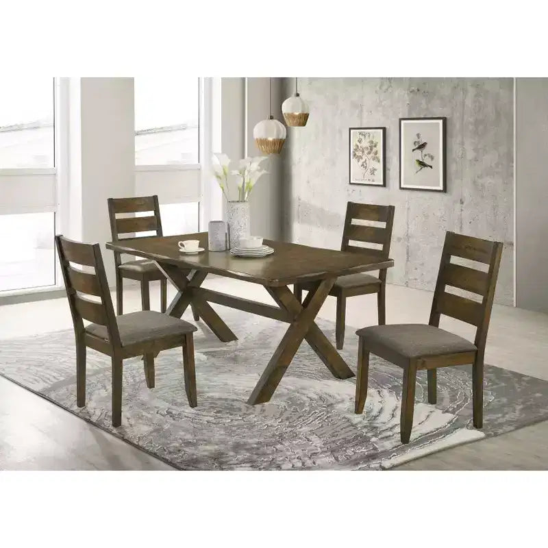 Ensemble Simple Relax de 2 chaises de salle à manger rembourrées avec dossier échelle en muscade noueuse et gris