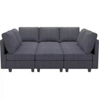 Belffin Canapé-lit modulaire en velours côtelé 9 places convertible avec poufs de rangement Canapé-lit modulaire pour salon