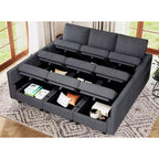 Belffin Canapé-lit modulaire en velours côtelé 9 places convertible avec poufs de rangement Canapé-lit modulaire pour salon