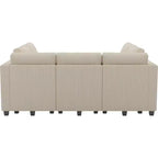 Belffin Canapé-lit modulaire en velours côtelé 9 places convertible avec poufs de rangement Canapé-lit modulaire pour salon