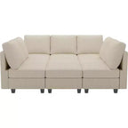 Belffin Canapé-lit modulaire en velours côtelé 9 places convertible avec poufs de rangement Canapé-lit modulaire pour salon