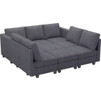 Belffin Canapé-lit modulaire en velours côtelé 9 places convertible avec poufs de rangement Canapé-lit modulaire pour salon
