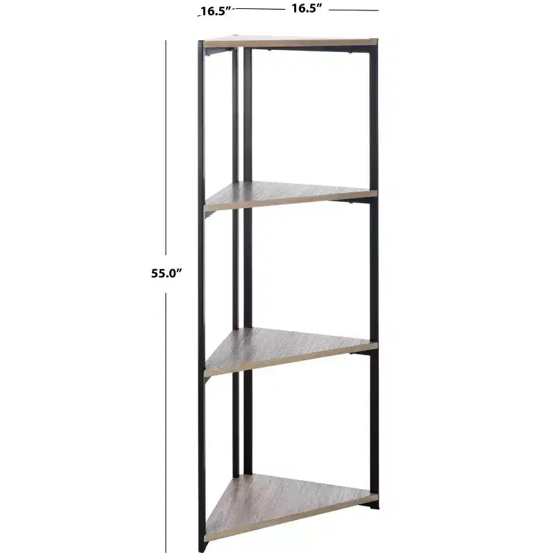 Étagère d'angle à 4 niveaux Logan - ETG4200 - Chêne gris clair/Noir - Safavieh