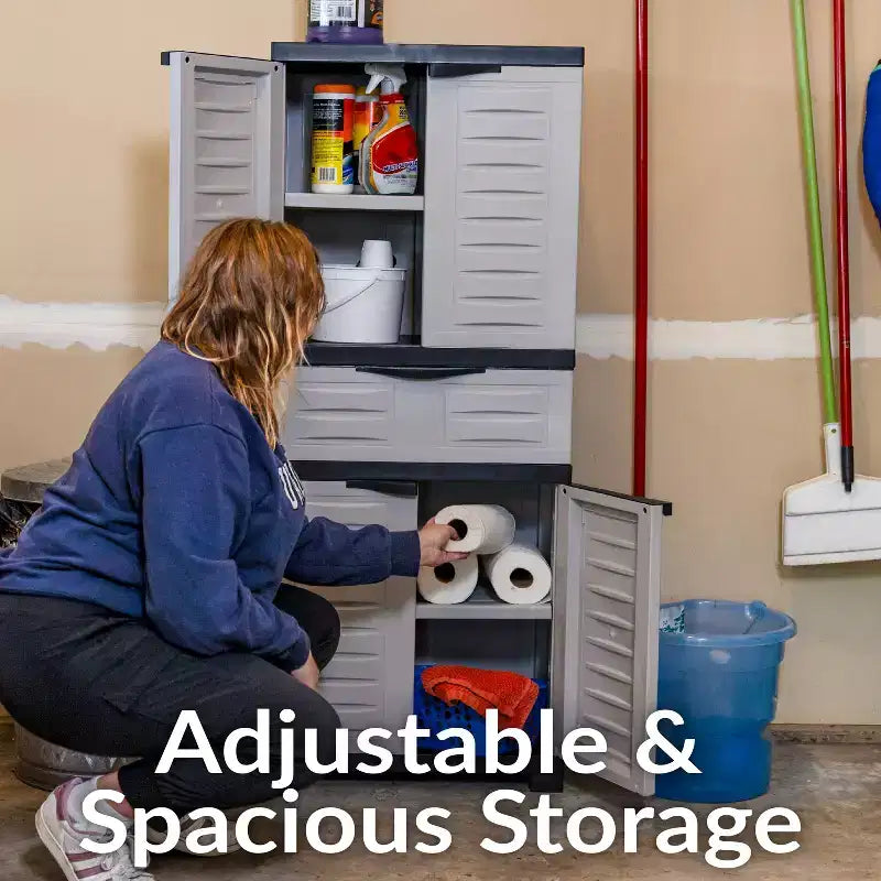Armoire de rangement en plastique Sunnydaze avec 2 étagères réglables et 1 tiroir - 57