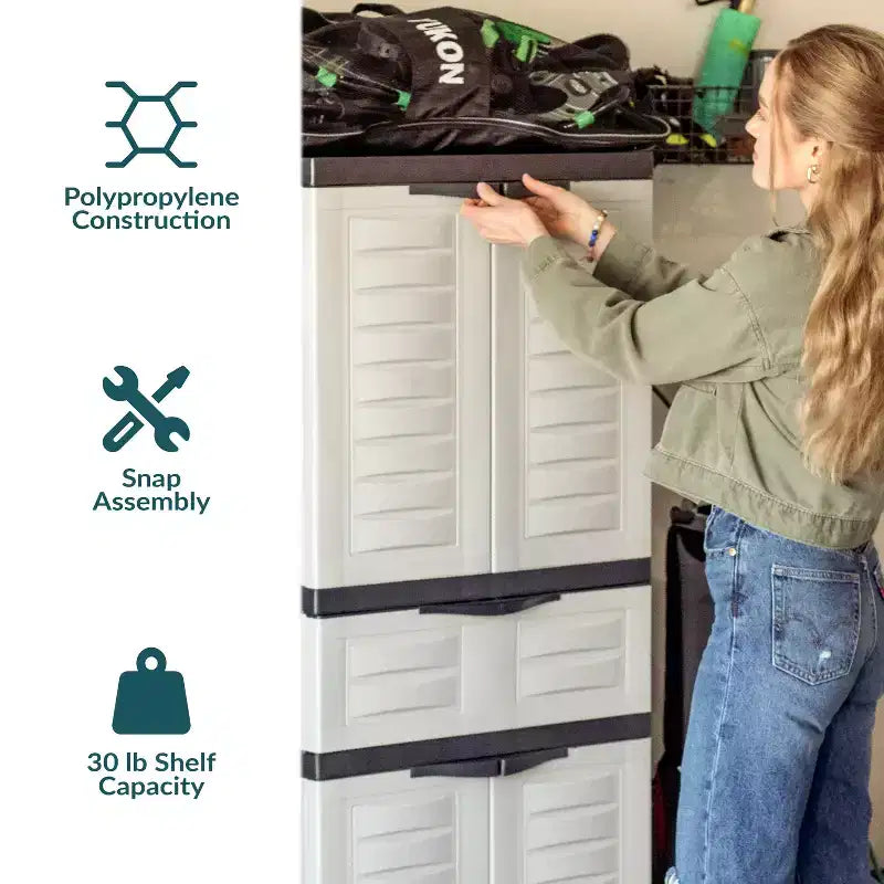 Armoire de rangement en plastique Sunnydaze avec 2 étagères réglables et 1 tiroir - 57