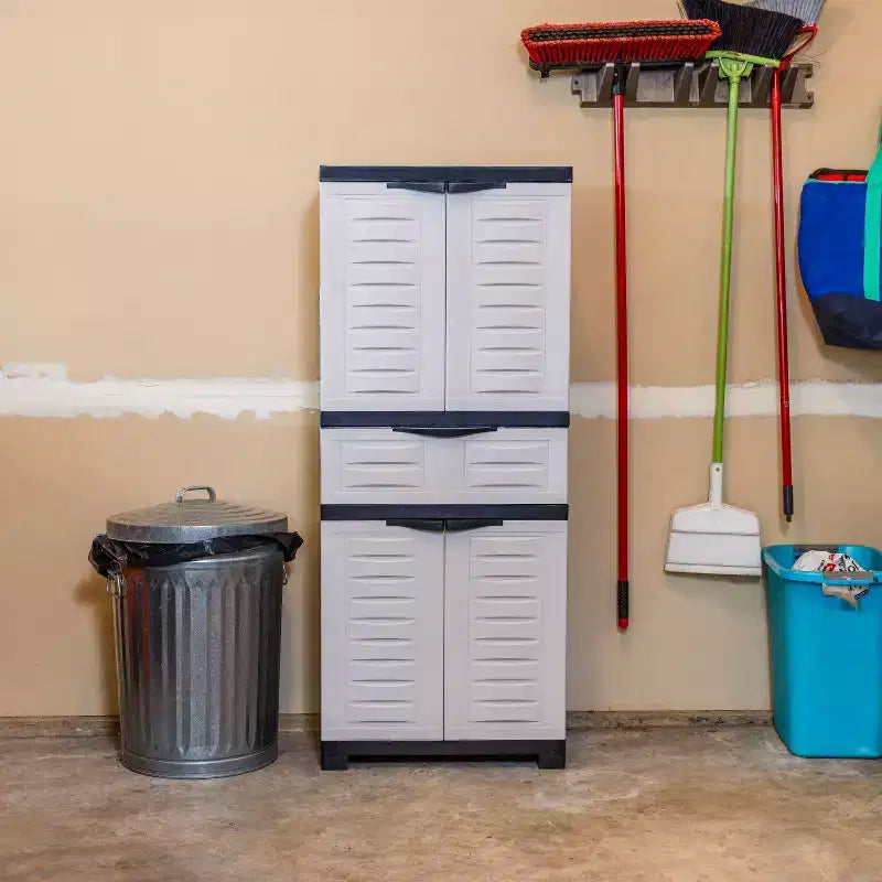 Armoire de rangement en plastique Sunnydaze avec 2 étagères réglables et 1 tiroir - 57